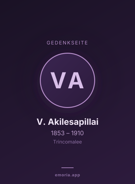Gedenkportrait von V. Akilesapillai