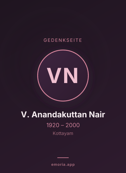 Gedenkportrait von V. Anandakuttan Nair