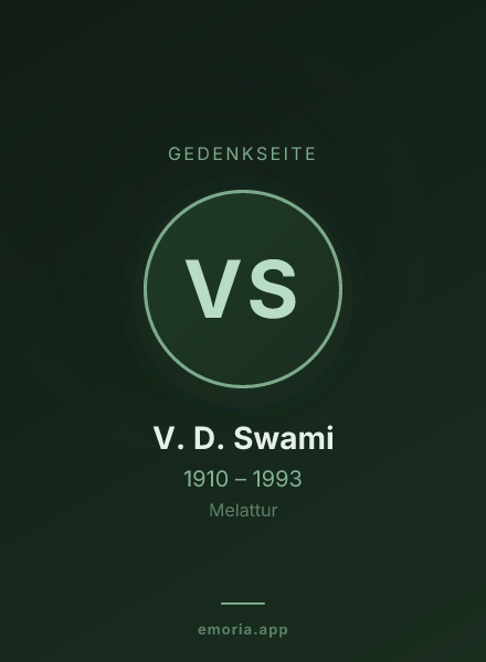 Gedenkportrait von V. D. Swami