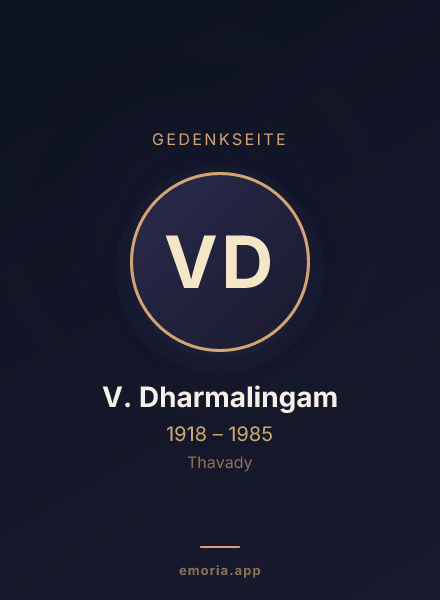 Gedenkportrait von V. Dharmalingam