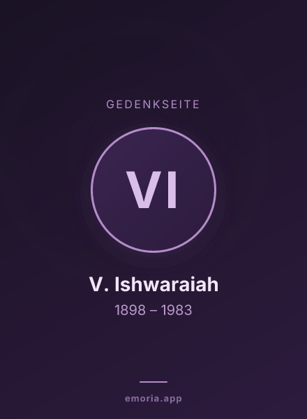 Gedenkportrait von V. Ishwaraiah