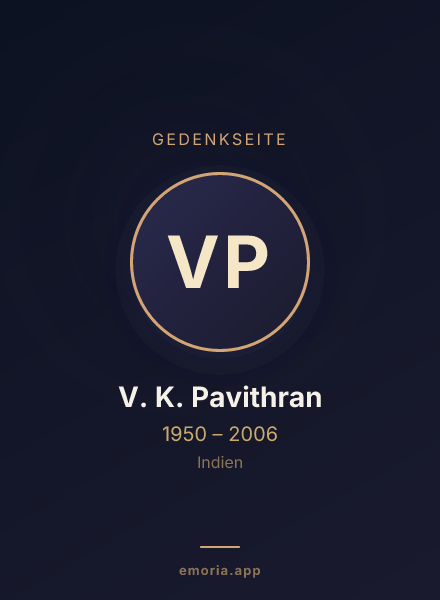 Gedenkportrait von V. K. Pavithran