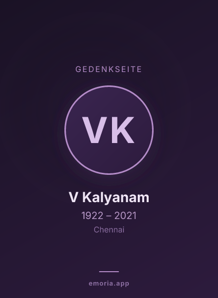 Gedenkportrait von V Kalyanam