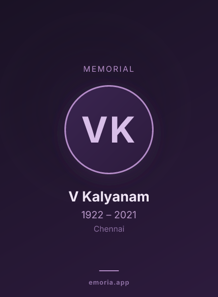 Memorial portrait of V Kalyanam
