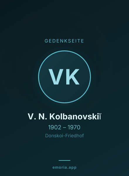 Gedenkportrait von V. N. Kolbanovskiĭ
