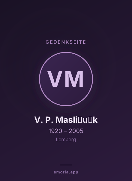 Gedenkportrait von V. P. Masli︠u︡k
