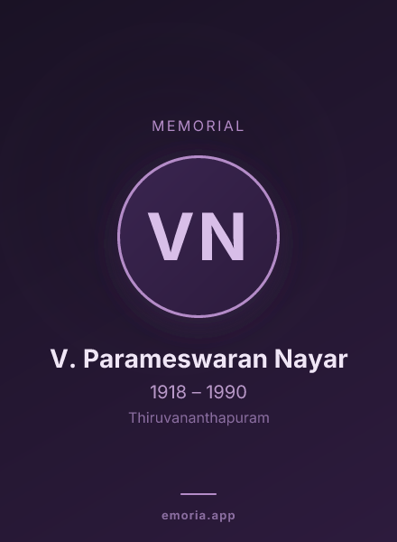 Memorial portrait of V. Parameswaran Nayar