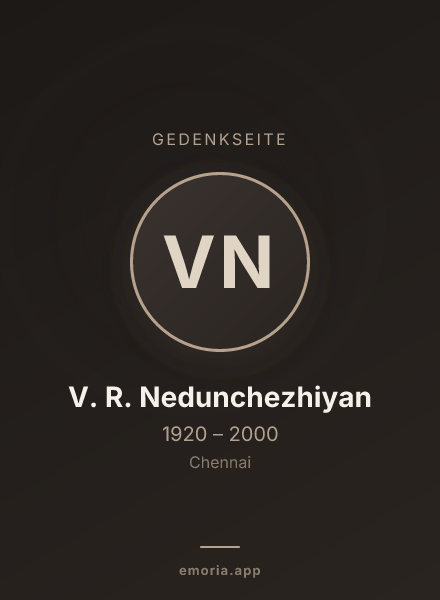 Gedenkportrait von V. R. Nedunchezhiyan