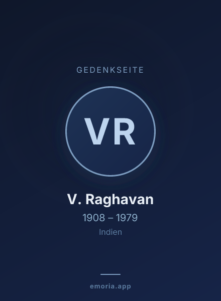 Gedenkportrait von V. Raghavan