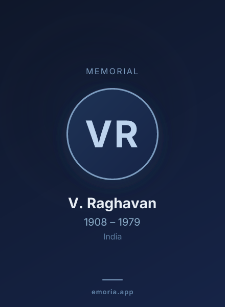 Memorial portrait of V. Raghavan
