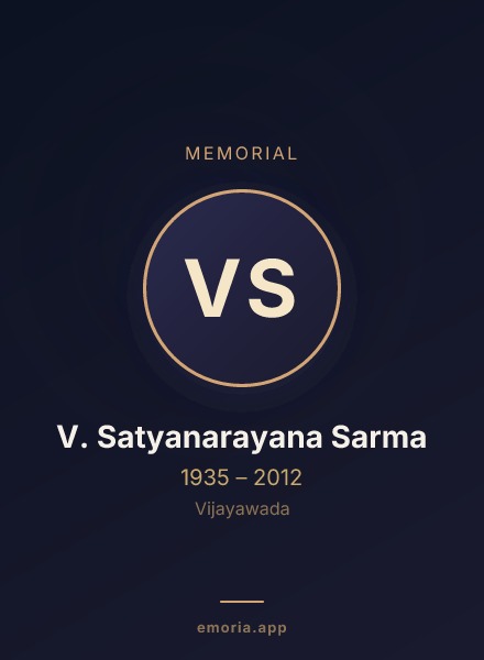 Memorial portrait of V. Satyanarayana Sarma