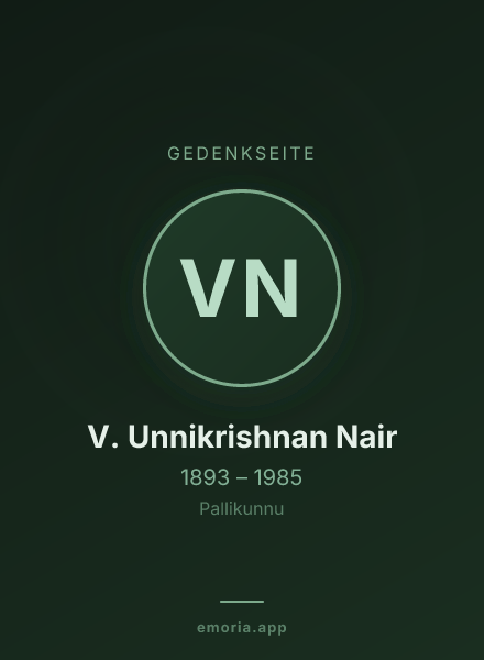 Gedenkportrait von V. Unnikrishnan Nair