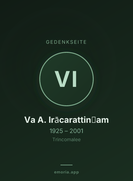 Gedenkportrait von Va A. Irācarattin̲am