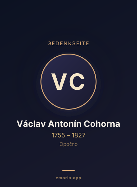 Gedenkportrait von Václav Antonín Cohorna
