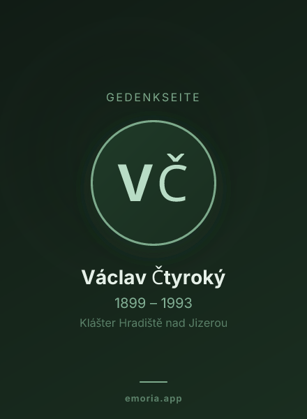 Gedenkportrait von Václav Čtyroký