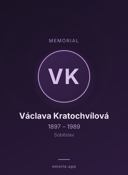 Memorial portrait of Václava Kratochvílová