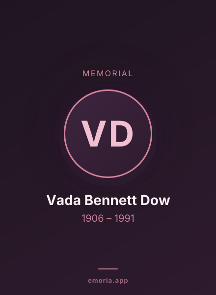 Memorial portrait of Vada Bennett Dow