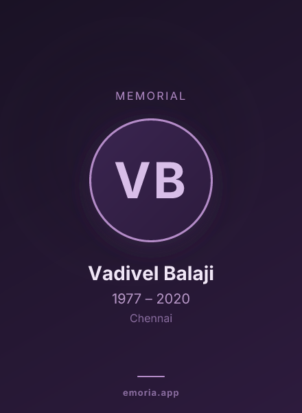 Memorial portrait of Vadivel Balaji