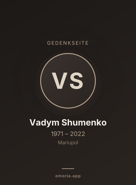Gedenkportrait von Vadym Shumenko