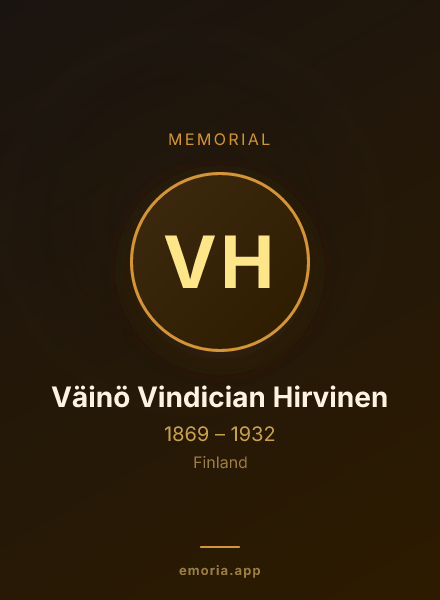 Memorial portrait of Väinö Vindician Hirvinen