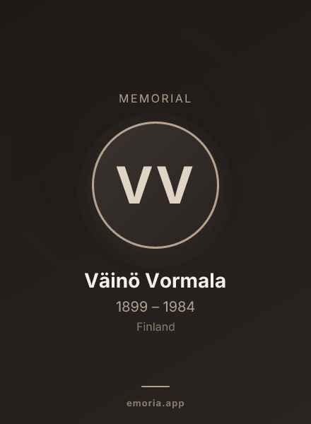 Memorial portrait of Väinö Vormala