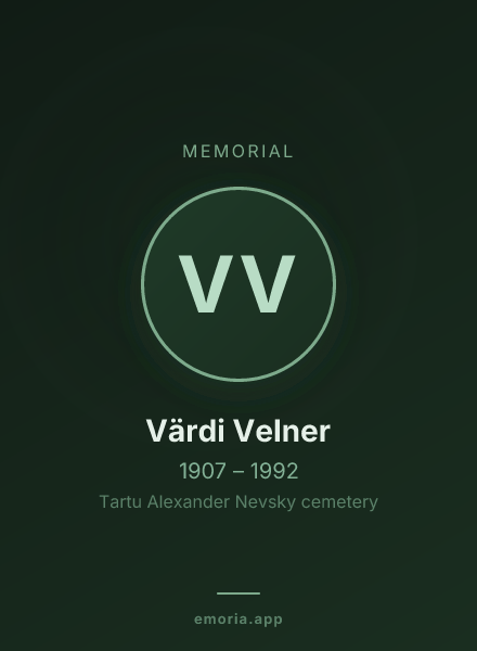 Memorial portrait of Värdi Velner