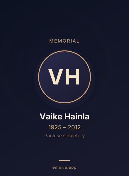 Memorial portrait of Vaike Hainla