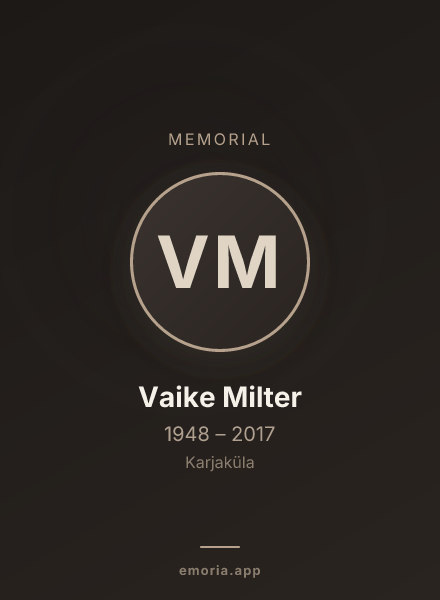 Memorial portrait of Vaike Milter