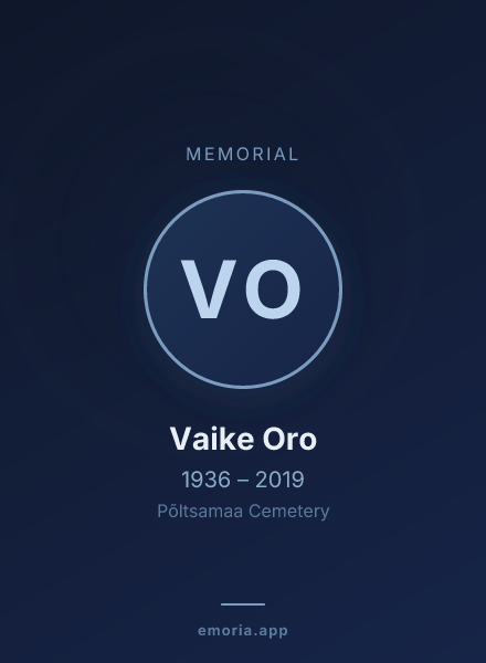 Memorial portrait of Vaike Oro