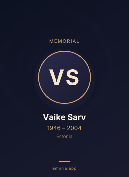 Memorial portrait of Vaike Sarv