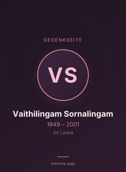 Gedenkportrait von Vaithilingam Sornalingam