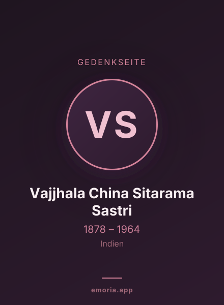Gedenkportrait von Vajjhala China Sitarama Sastri