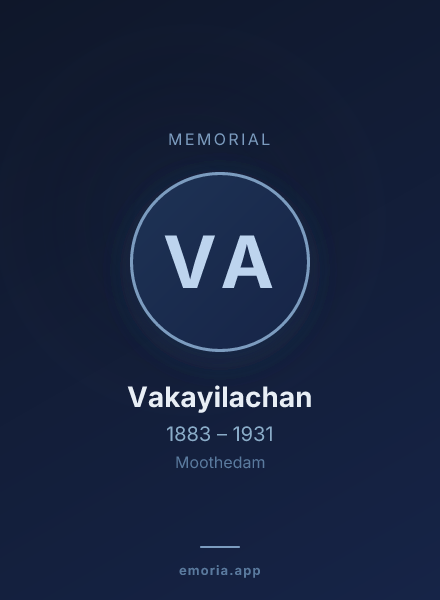 Memorial portrait of Vakayilachan