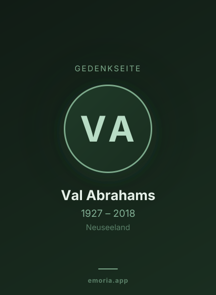 Gedenkportrait von Val Abrahams