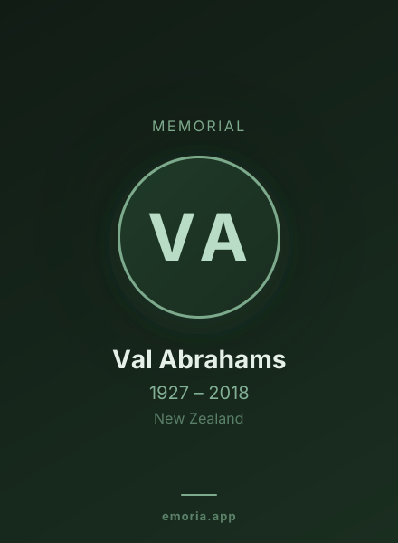 Memorial portrait of Val Abrahams