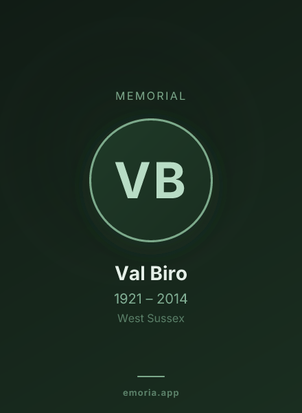Memorial portrait of Val Biro