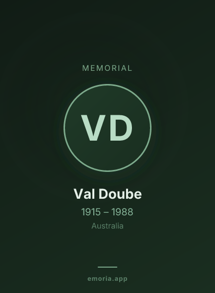 Memorial portrait of Val Doube