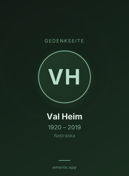 Gedenkportrait von Val Heim