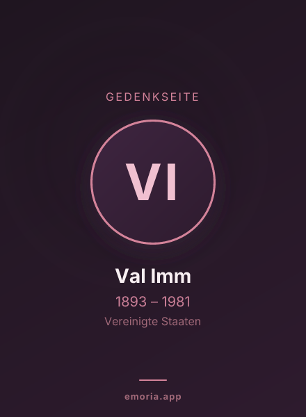 Gedenkportrait von Val Imm