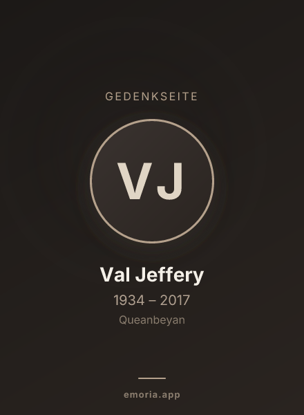 Gedenkportrait von Val Jeffery