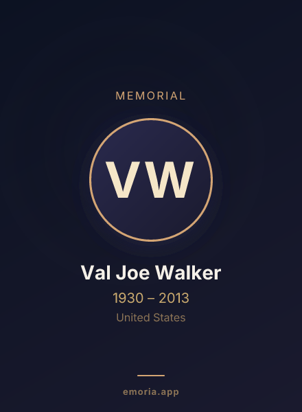 Memorial portrait of Val Joe Walker
