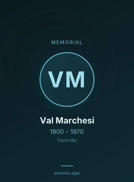 Memorial portrait of Val Marchesi