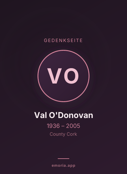 Gedenkportrait von Val O'Donovan