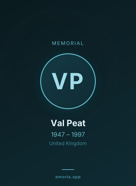 Memorial portrait of Val Peat
