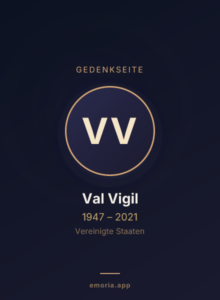 Gedenkportrait von Val Vigil