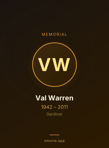 Memorial portrait of Val Warren