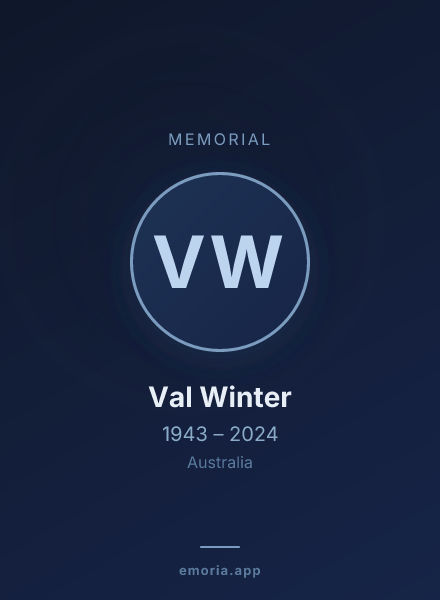 Memorial portrait of Val Winter