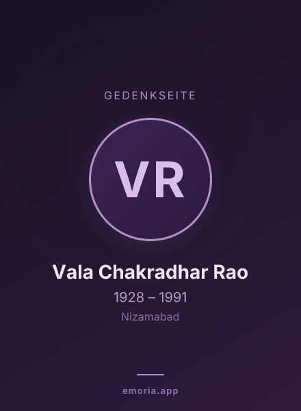 Gedenkportrait von Vala Chakradhar Rao
