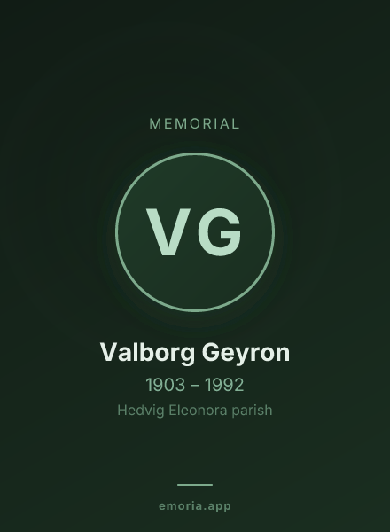 Memorial portrait of Valborg Geyron