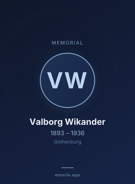 Memorial portrait of Valborg Wikander
